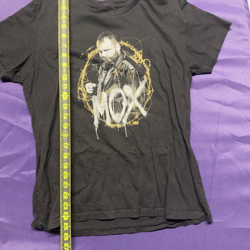 AEW Jon Moxley MOX Graphic Shirt Black Wrestling Tee Distressed Style Size Small - Picture 4 of 5